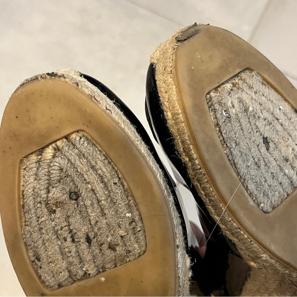 Tory Burch Black Patent Leather Round Toe Espadrille Slingback - Picture 7 of 9